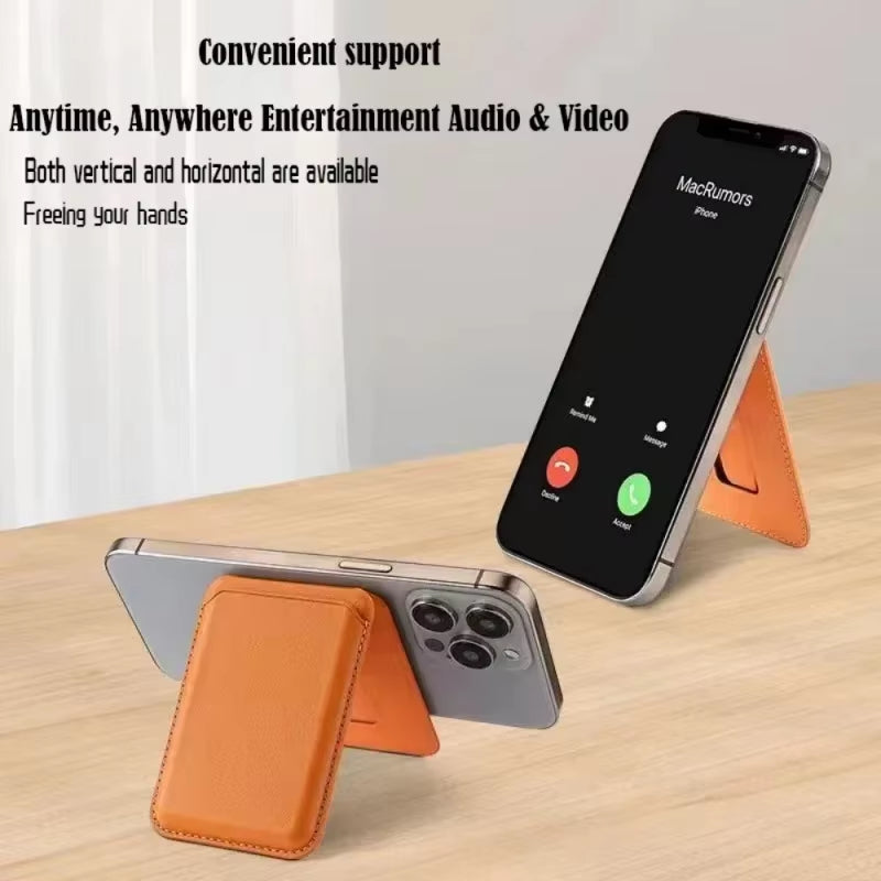 Strong Magnetic Leather Wallet with Hide Stand Case for Magsafe for Iphone 15PM 14 13 Pro Max Mag Safe Card Holder Pocket Cover